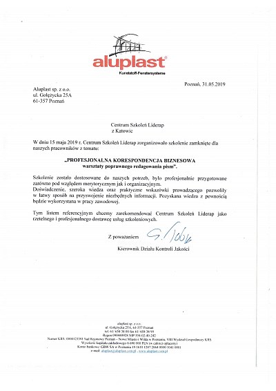 aluplast spółka z ograniczoną odpowiedzialnością 